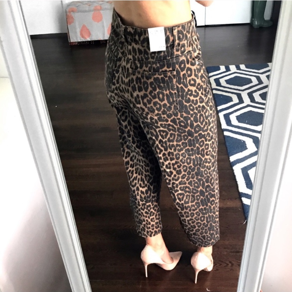 ๐ ZARA CAPRI WIDE LEG LEOPARD PRINT JEANS! - Picture 4 of 8